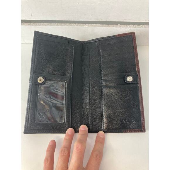 BRIGHTON MEDIUM BLACK, BROWN ANIMAL PRINT LEATHER WALET - Picture 5 of 10